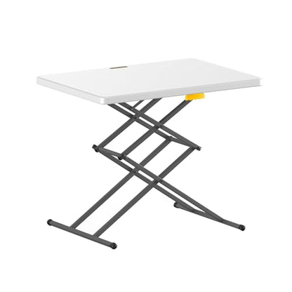 FanttikOutdoor Small Folding Table Quick Adjust 3 Heights, TV Tray, Dining | 2-Second One-Handed Adjustable Height, Foldable Laptop Desk, Lowering Lever, No Assembly, 28 inch, White Zeta X1 Apex