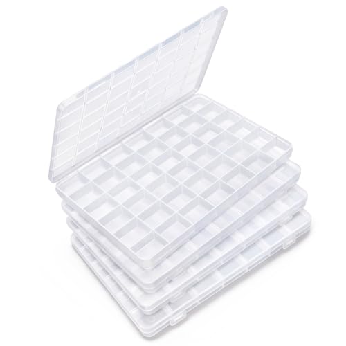 Eppingwin 42 Grids Bead Organizer, Craft Organizers and Storage, Acrylic Organizers, plastic Bead Organizer Box for Crafts Organizing Storing (4 pack) - color: 42 grids(4 P)