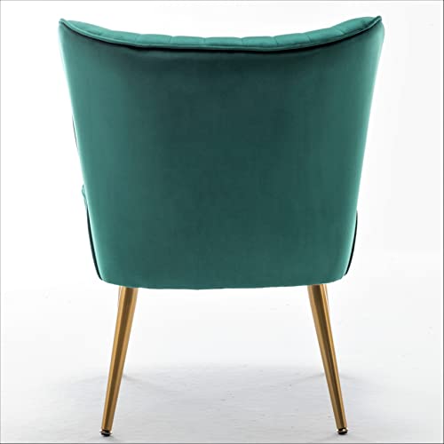 Container Furniture Direct Modern Velvet Accent Chair for Living Room, Bedroom, or Entryway, Stylish and Comfortable Armless Design with Metal Legs, Green - color: Green