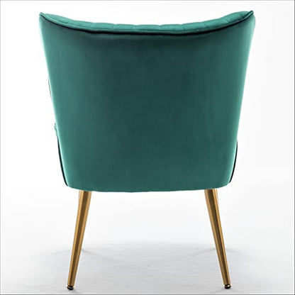 Container Furniture Direct Modern Velvet Accent Chair for Living Room, Bedroom, or Entryway, Stylish and Comfortable Armless Design with Metal Legs, Green - color: Green