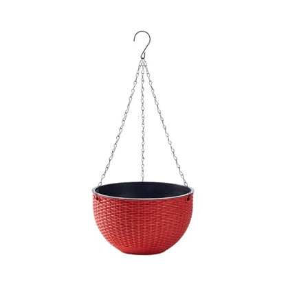 Rattan Styles Hanging Planter, Resin Small Hanging Flower Pot | Kangnice Rattan Styles Hanging Planter, Resin Small Hanging Flower Pot - color: Red