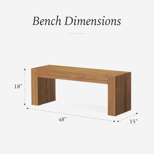 Maven Lane Zeno Bench, Natural Solid Wood | Handcrafted Solid Wood Bench, Ideal for the Living Room, Entryway, Foot of the Bed, or Extra Dining Table Seating - color: Weathered Natural