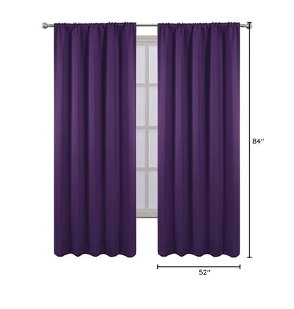 Purple Blackout Curtains/52 x 84 Inch/Set of 2 Panels Room Darkening Curtains for Bedroom - color: Purple, size: 52"W x 84"L (Pack of 2)