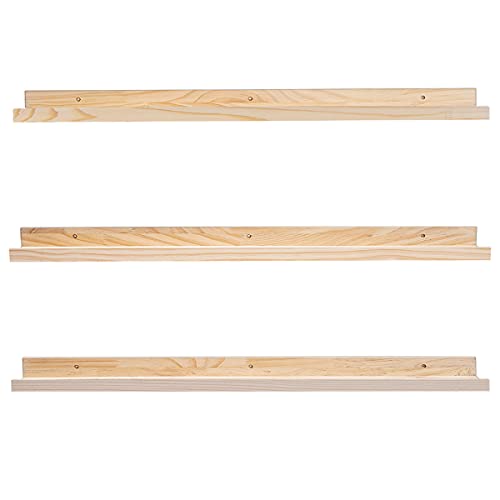 MBYD 48 Inch Floating Shelves Natural Wood, Wall Mount Picture Ledge Wooden Wall Shelf for Bedroom, Living Room, Office, Kitchen, Nursery Shelves Set of 3 Same Dimensions - color: Natural, size: Set of 3 48 in