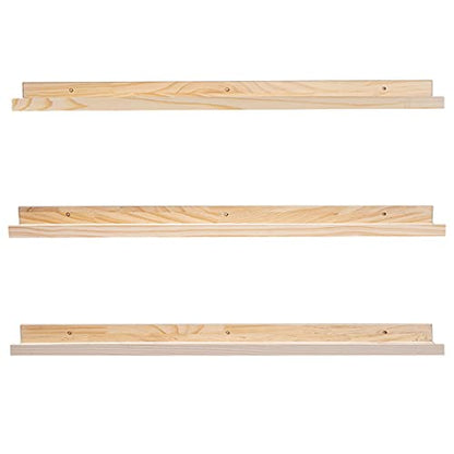 MBYD 48 Inch Floating Shelves Natural Wood, Wall Mount Picture Ledge Wooden Wall Shelf for Bedroom, Living Room, Office, Kitchen, Nursery Shelves Set of 3 Same Dimensions - color: Natural, size: Set of 3 48 in