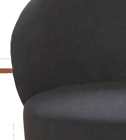 GDFStudio 27" Modern Accent Chair, Comfy Lounge Chair, Velvet Upholstered Chair, Mid Century Modern Armchair with Metal Legs, Solid Wood Frame, Cushion Barrel Side Chair for Living Room Bedroom, Black - color: Black + Velvet