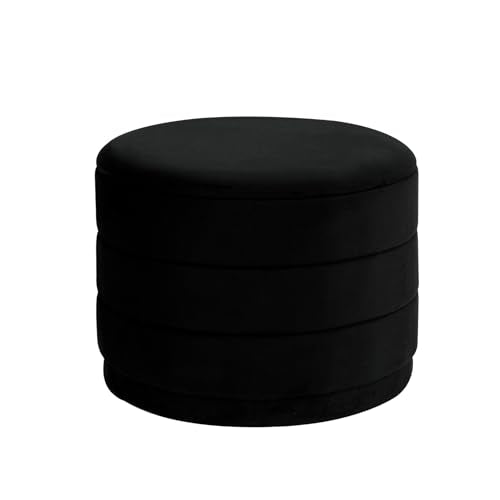 23" Round Velvet Storage Ottoman with Reversible Lid, Soft Padded Footrest and Hidden Storage, Large Upholstere Tray Top Ottoman Footstool for Living Room, Bedroom, Entryway, Black - color: Black, size: 23"D x 23"W x 17"H