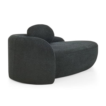 JIVOIT Modern Oval Single Lazy Sofa Chair, Bouclé Fabric Single Lounge Chair with Integrated Backrest, Side Armrest and Pillow, Compact Space-Saving Lounge Chair for Living Room Bedroom (Black//033) - color: Black//033