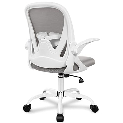 Office Chair Ergonomic Desk Chair with Adjustable Lumbar Support and Height, Swivel Breathable Desk Mesh Computer Chair with Flip up Armrests for Conference Room（Gray） - color: Grey