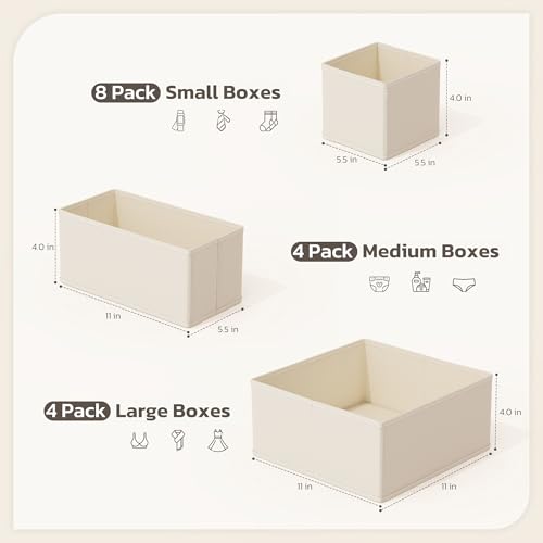 Drawer Organizer, 16 Pack Baby Dresser Organizer for Nursery, Foldable Closet Organizers and Storage Dresser Dividers for Clothes, Socks, Scarves, Ties (Beige) - color: Beige