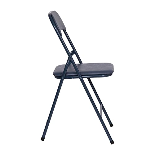 EMMA + OLIVER Navy Square Folding Card Table and Chairs Set for 4 Players | Lightweight, Easy Storage, Padded Top - color: Navy