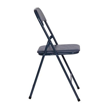 EMMA + OLIVER Navy Square Folding Card Table and Chairs Set for 4 Players | Lightweight, Easy Storage, Padded Top - color: Navy