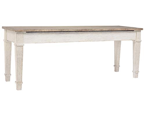 Signature Design by Ashley Skempton Farmhouse Storage Bench, Distressed Finish, Seat With Hidden Storage, Wood, 48" W x 15" D x 18.5" H, White & Light Brown