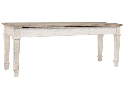 Signature Design by Ashley Skempton Farmhouse Storage Bench, Distressed Finish, Seat With Hidden Storage, Wood, 48" W x 15" D x 18.5" H, White & Light Brown