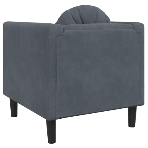 Dark Grey Velvet Sofa Chair with Padded Armrests, Modern Single Seating Plush Armchair, Solid Wood Frame, Removable Cushion Cover for Easy Cleaning - color: Dark Gray, size: 1 & Sofa