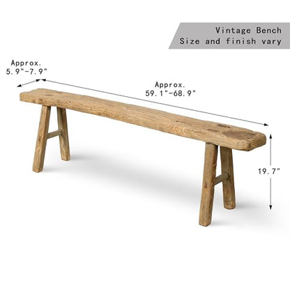 Artissance 20" H Vintage Noodle Bench 5-5.5ft Long Weathered Natural (Size and Finish Vary) - size: 20H x 60W x 5.5L