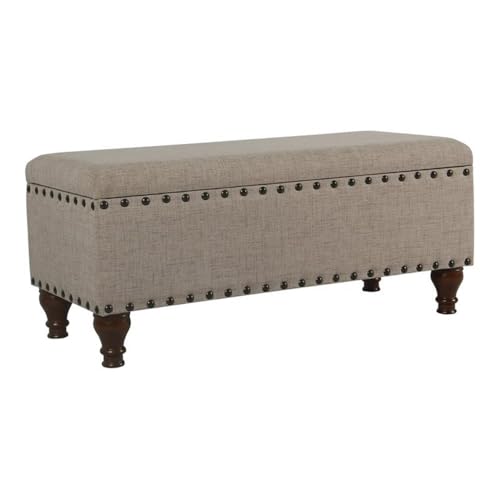 HomePop 42" Storage Bench with Nailhead Trim - Tan - color: Tan