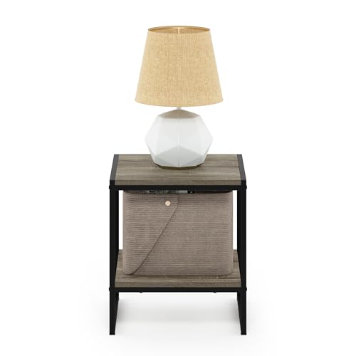 Furinno FM19122GYW Camnus Modern Living 2-Tier End Table, French Oak Grey, 15.9 in x 15.75 in x 18 in - color: French Oak Grey, size: 2-Tier, 15.9" Square