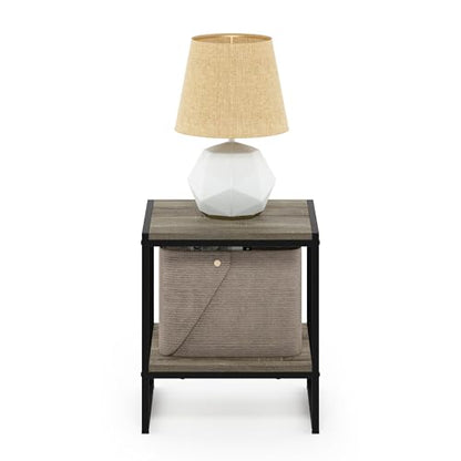 Furinno FM19122GYW Camnus Modern Living 2-Tier End Table, French Oak Grey, 15.9 in x 15.75 in x 18 in - color: French Oak Grey, size: 2-Tier, 15.9" Square