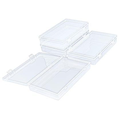 4 Pack Rectangular Clear Plastic Storage Containers | 7.87 x 4.72 x 1.38 inch, Hinged Lid, For Beads and Small Craft Items - size: 7.87 x 4.72 x 1.38 inch