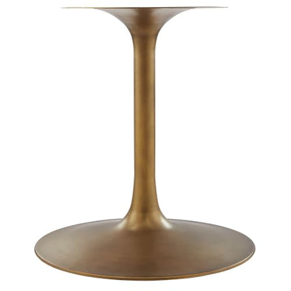 Modway Lippa 48 Inch Round Wood Dining Table with Metal Pedestal in Brass Walnut - Modern Industrial Dining Table for 4 People - Solid Wood Tulip Kitchen Table - color: Brass Walnut, size: 48" Round