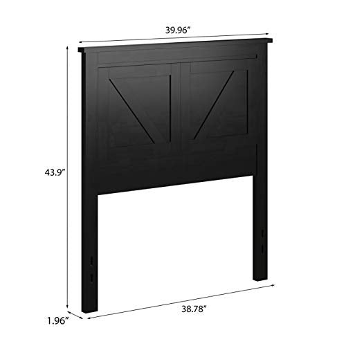 Glenwillow Home Farmhouse Style Wood Panel Headboard - color: Ebony/Black, size: Twin