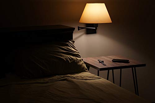 Kira Home Cambridge 15" Modern Swing Arm Wall Sconce + 3-Way Switch, 2-Pack | Golden Bronze Empire Fabric Shade, 2-in-1 Plug In or Hardwired Bedroom Wall Lamp, Black Finish - color: Black,Golden Bronze Shade,2-Pack