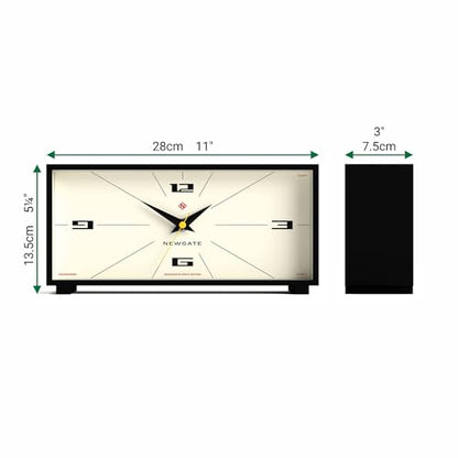 NEWGATE® Thunderbird Desk Clock | Retro Contemporary Rectangular Design | Black | Modern mid-Century Style for Desk, Mantel, Table top or Shelf - color: Black