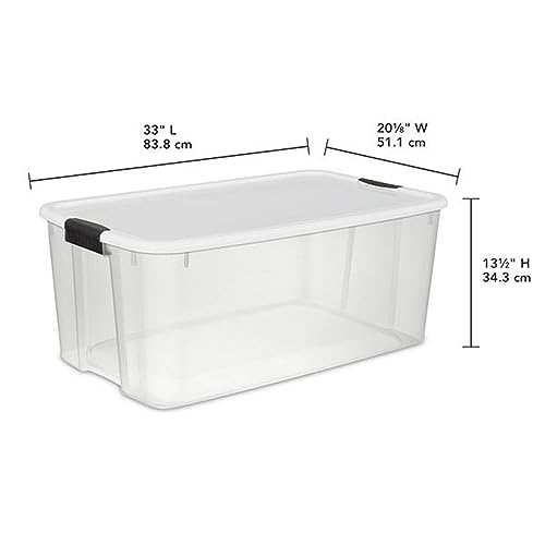 Sterilite 4-Pack Ultra Latching Box, Storage Bins with Lids, Clear Plastic, 116 Quart - Heavy-Duty Organizing Containers for Closet, Bathroom, and Office - size: 116 Quart