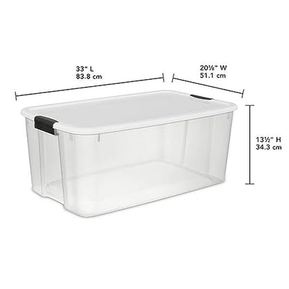 Sterilite 4-Pack Ultra Latching Box, Storage Bins with Lids, Clear Plastic, 116 Quart - Heavy-Duty Organizing Containers for Closet, Bathroom, and Office - size: 116 Quart
