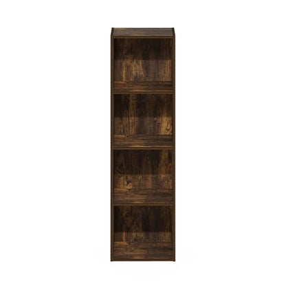 Furinno PASIR Book Shelf, 4-Tier Modern Bookshelf, Open Shelves Bookcase 9 x 12 x 42, Easy Assembly, for Living Room, Bedroom, Home Office, Amber Pine - color: Amber Pine, size: 4-Tier Cube