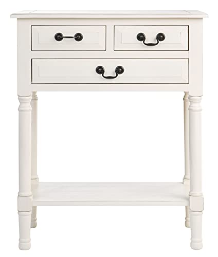 SAFAVIEH Furniture - Primrose 3-Drawer Console Table - Distressed White - Solid Wood - Farmhouse Classic Design - Ideal for Entryway, Living Room, Hallway, 23.5" W x 13" D x 29.5" H (CNS5707A) - color: Distressed White