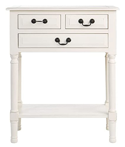 SAFAVIEH Furniture - Primrose 3-Drawer Console Table - Distressed White - Solid Wood - Farmhouse Classic Design - Ideal for Entryway, Living Room, Hallway, 23.5" W x 13" D x 29.5" H (CNS5707A) - color: Distressed White