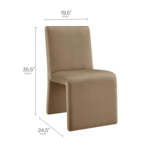 Modway Emory Upholstered Dining Side Chair in Taupe - Single Armless Slipper Chair - Padded Performance Velvet Accent for Dining Room, Kitchen - color: Taupe