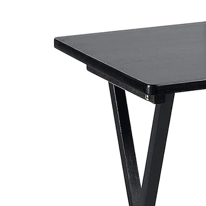 PJ Wood - Folding Wood TV Tray Table - Black 6-Piece Set | Solid Hardwood Construction, 19.09 x 14.57 x 26 in, 31.5 in Collapsed Length, No Assembly Required, Indoor Use