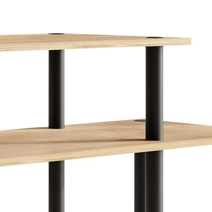 Simple 3-Tier TV Stand with Open Storage Shelves, for TVs up to 50", Light Oak - color: Light Oak