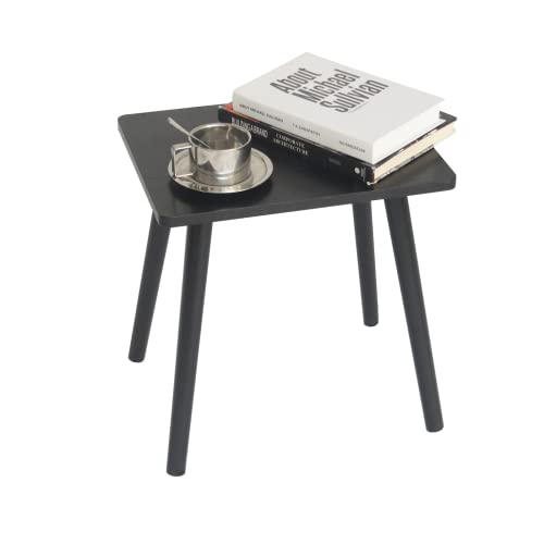 AWASEN Side Table, Small Black End Table for Living Room Bedroom Office Small Spaces, Modern Accent Side Table Nightstand with Solid Wood, Easy Assembly, (Black) - color: Black