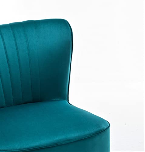 Container Furniture Direct Modern Velvet Accent Chair for Living Room, Bedroom, or Entryway, Stylish and Comfortable Armless Design with Metal Legs, Greynish Blue - color: Greynish Blue