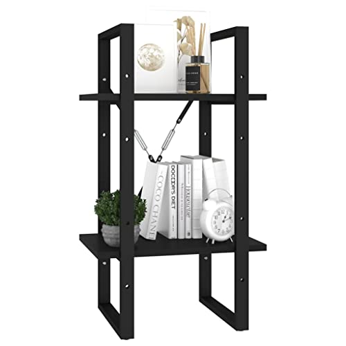 2-Tier Small Bookshelf, 2 Shelf Bookcase in Black, Engineered Wood Book Cabinet for Home Office, 15.7x11.8x27.6 Inches - color: Black, size: 1 & 27.6"