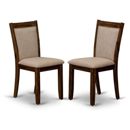East West Furniture MZCNT04 Monza Modern Parson Dining Chairs - Light Tan Linen Fabric Upholstered Chairs, Set of 2, Antique Walnut - color: Mzcnt04
