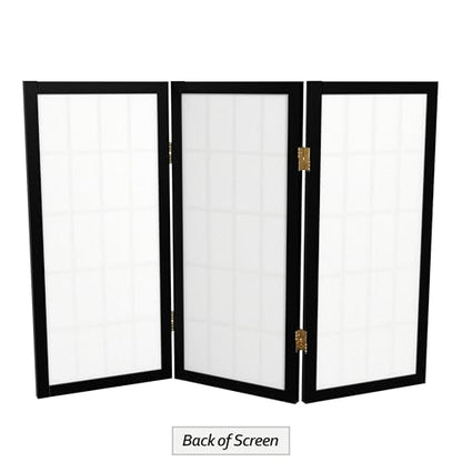 2 ft. Short Desktop Window Pane Shoji Screen - Black - 3 Panels - color: Black, size: 3 Panel