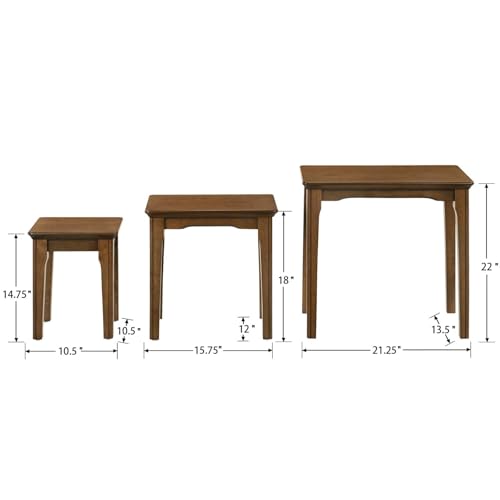 Kmax Nesting Tables Set of 3, Small Sofa Side Table Rustic Stacking End Table Rectangle Solid Wood Coffee Tables for Small Space - Walnut - color: Walnut