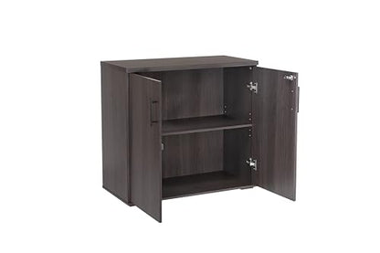MMT Office Storage Cabinet, Lockable, Storm Grey Walnut - color: Storm Grey Walnut