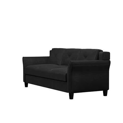 Studio Living Harrington 80.3" Sofa, Transitional Modern, Pocket Coil Comfort, Easy Assembly, Microfiber Fabric, Black - color: Black, size: Sofa