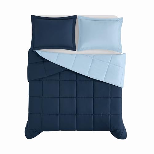TRULY SOFT Everyday Reversible Dark Blue/Sky Blue Twin XL 2 Piece Comforter Set - color: Dark Blue/Sky Blue, size: Twin XL
