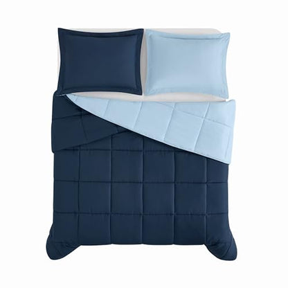 TRULY SOFT Everyday Reversible Dark Blue/Sky Blue Twin XL 2 Piece Comforter Set - color: Dark Blue/Sky Blue, size: Twin XL