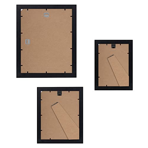 Americanflat Set of 7 Picture Frames with Shatter-Resistant Glass - Gallery Wall Frame Set with One 11x14, Two 8x10 and Four 5x7 Frames - Signature Collection - Black - color: Black with Mat, style: 7 Pack