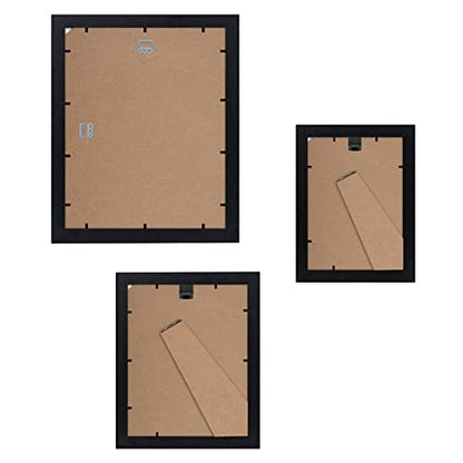 Americanflat Set of 7 Picture Frames with Shatter-Resistant Glass - Gallery Wall Frame Set with One 11x14, Two 8x10 and Four 5x7 Frames - Signature Collection - Black - color: Black with Mat, style: 7 Pack