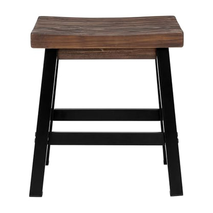 Alaterre Furniture Pomona Rustic Industrial Barstool – 20” Backless Counter Stool with Solid Pine Wood Seat and Black Metal Legs – Farmhouse Seating for Dining Room, Kitchen, or Office (Natural/Black) - style: Metal Frame Barstool