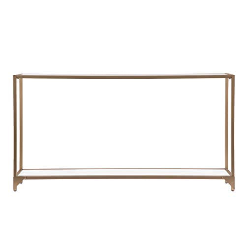SEI Furniture Bergen 56 inches Long Narrow Metal Console Table, Open Concept Living Space, Glam Style Painted Iron, Gold - color: Gold